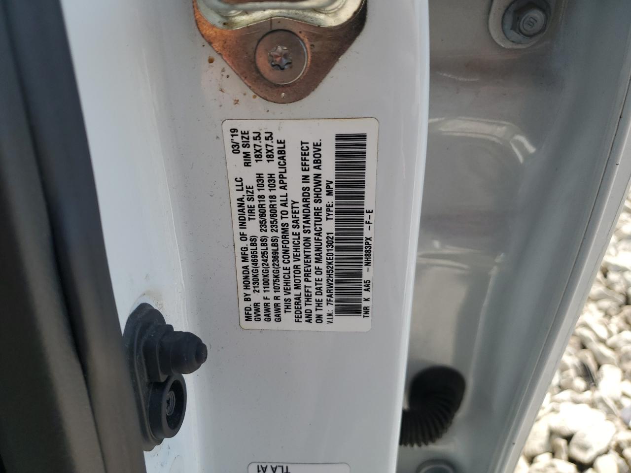 2019 Honda Cr-V Ex VIN: 7FARW2H52KE013021 Lot: 81200065