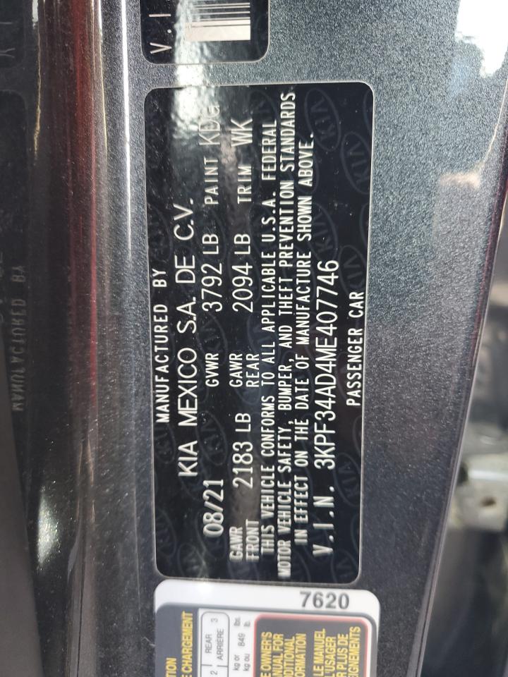 2021 Kia Forte Gt Line VIN: 3KPF34AD4ME407746 Lot: 81652155