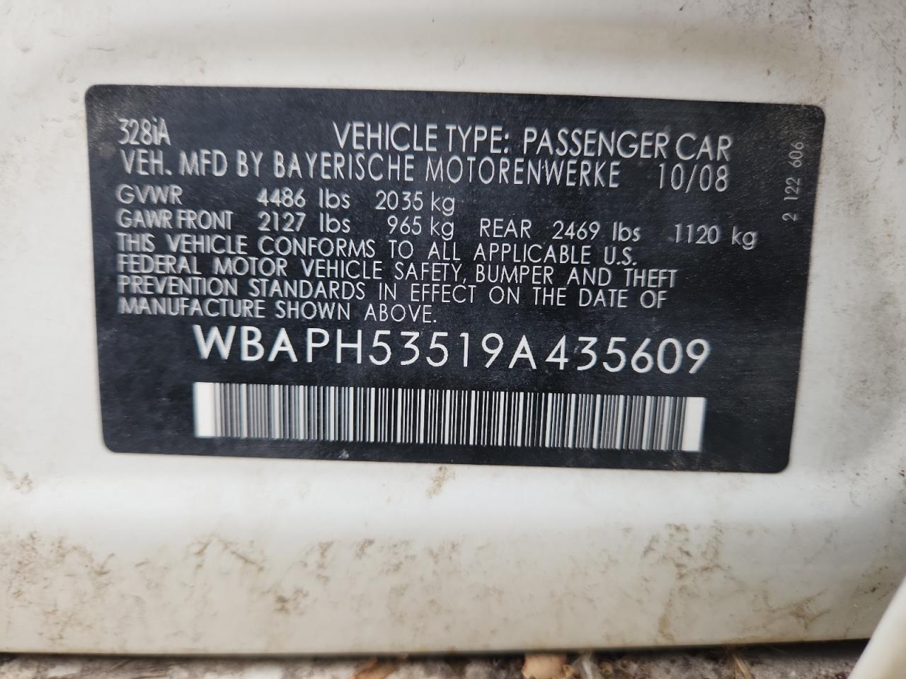 2009 BMW 328 I Sulev VIN: WBAPH53519A435609 Lot: 80587075