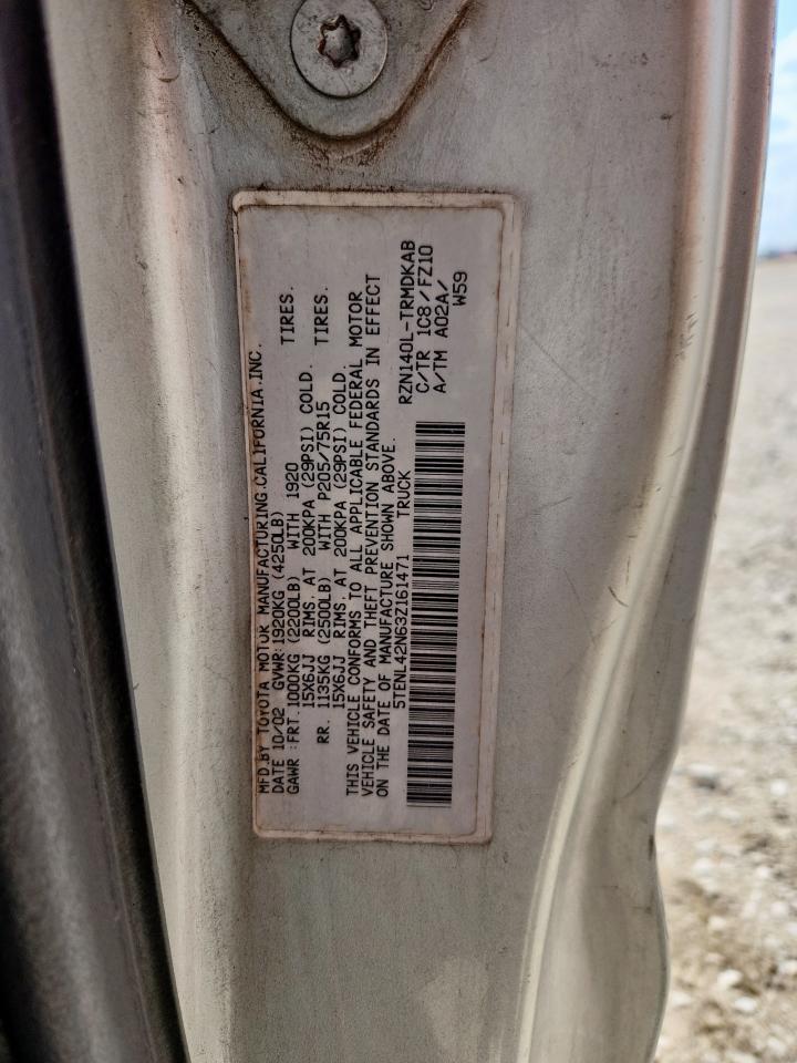 2003 Toyota Tacoma VIN: 5TENL42N63Z161471 Lot: 72004425