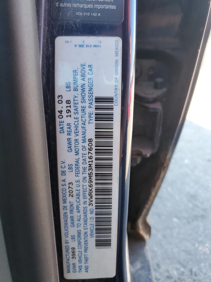 2003 Volkswagen Jetta Gl VIN: 3VWRK69M53M167608 Lot: 81476155
