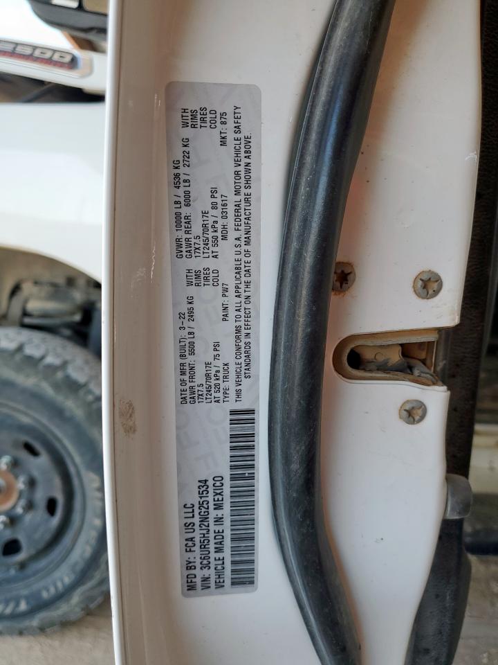 2022 Ram 2500 Tradesman VIN: 3C6UR5HJ2NG251534 Lot: 80316695