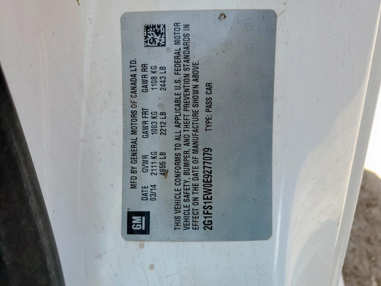 2014 Chevrolet Camaro Ss VIN: 2G1FS1EW0E9277079 Lot: 81652275