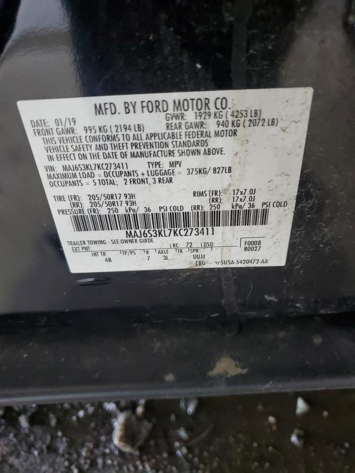 2019 Ford Ecosport Titanium VIN: MAJ6S3KL7KC273411 Lot: 71242635