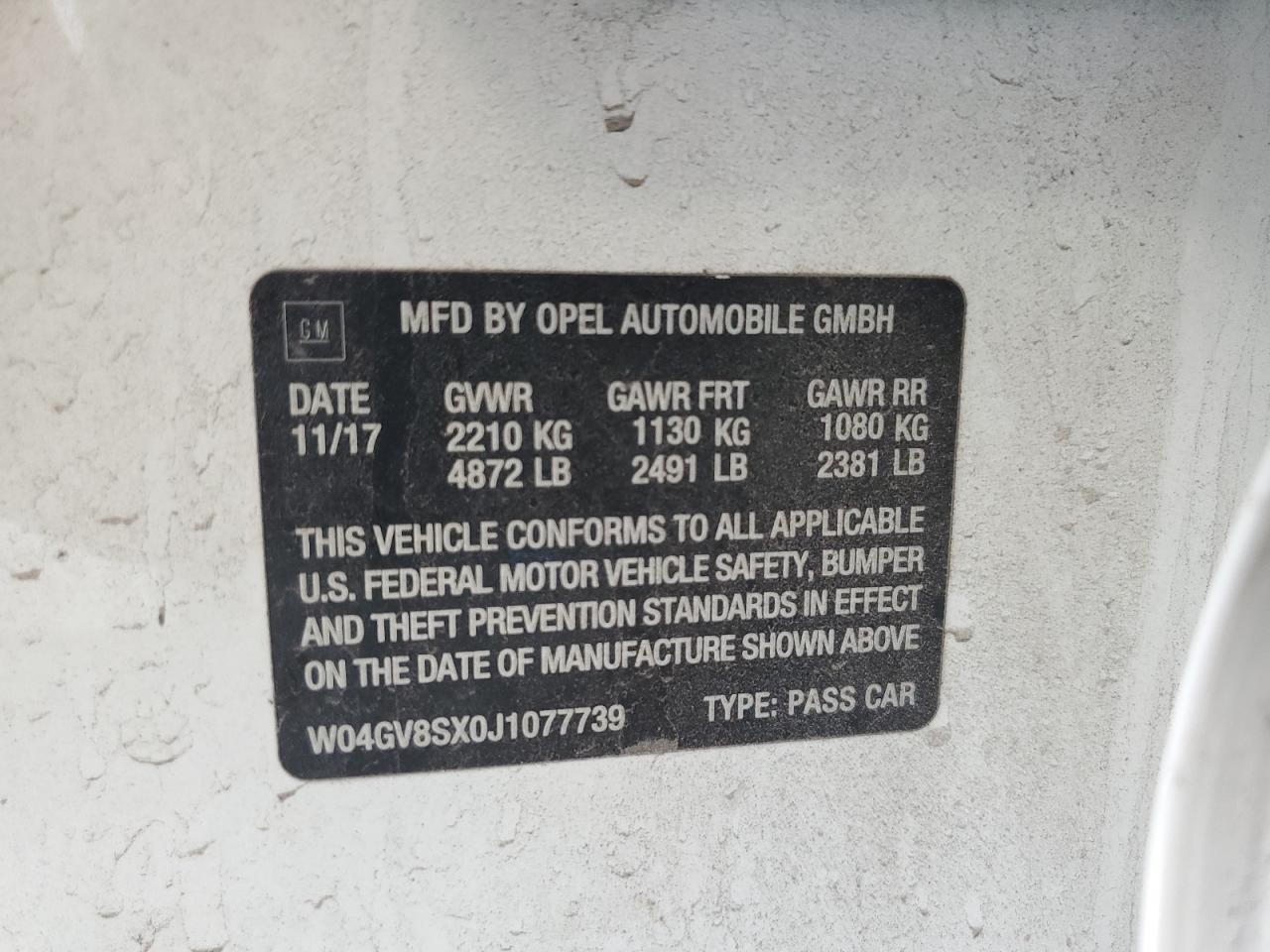 2018 Buick Regal Tourx Essence VIN: W04GV8SX0J1077739 Lot: 83805895