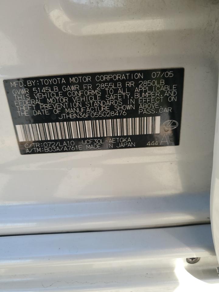 2005 Lexus Ls 430 VIN: JTHBN36F055028476 Lot: 81074945