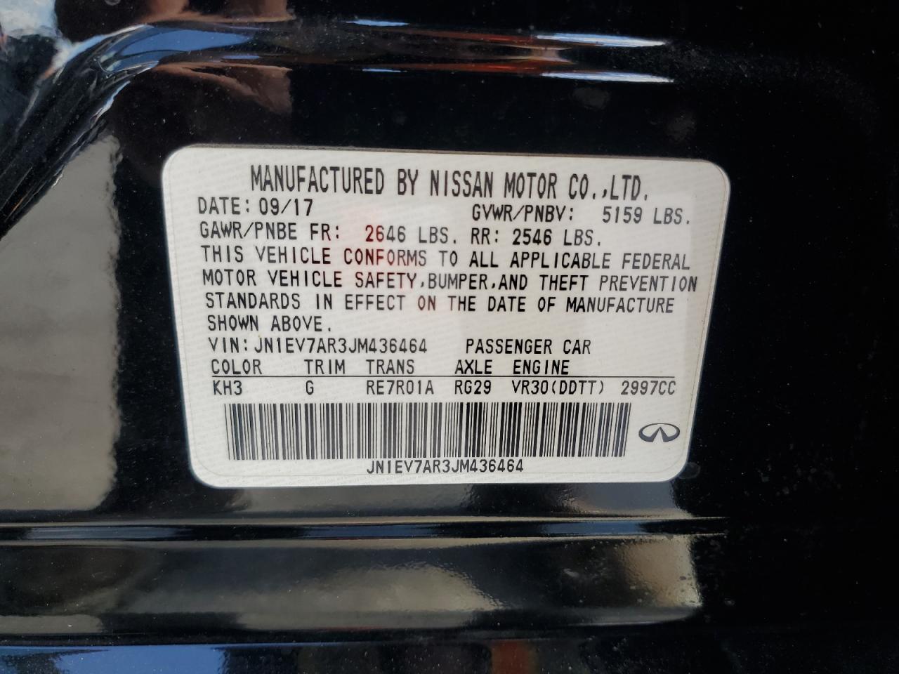 2018 Infiniti Q50 Luxe VIN: JN1EV7AR3JM436464 Lot: 84741235