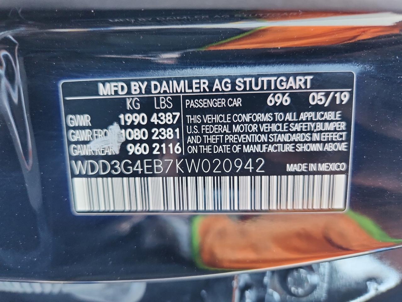 2019 Mercedes-Benz A 220 VIN: WDD3G4EB7KW020942 Lot: 80875215