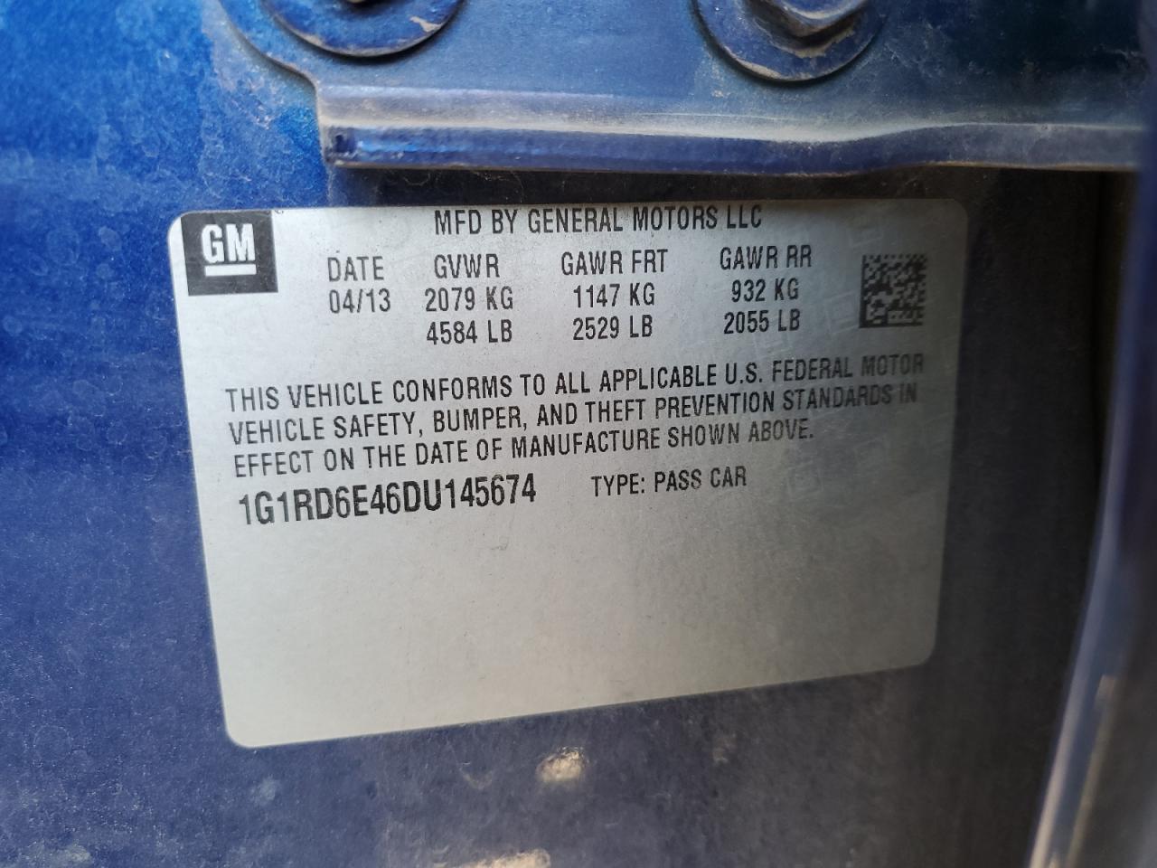 2013 Chevrolet Volt VIN: 1G1RD6E46DU145674 Lot: 71530415