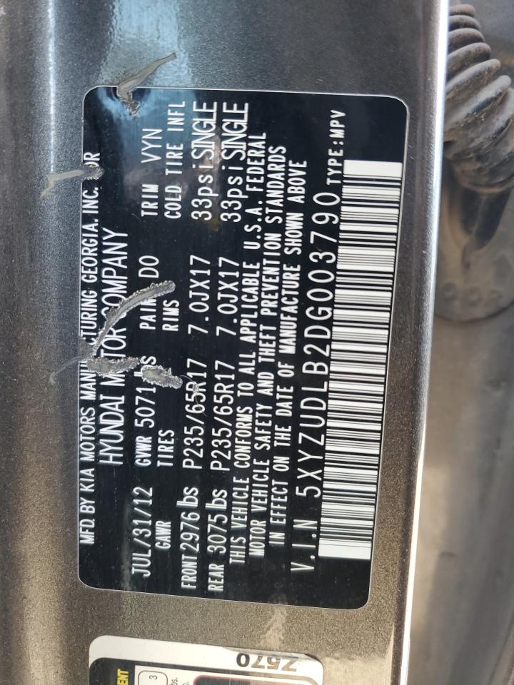 2013 Hyundai Santa Fe Sport VIN: 5XYZUDLB2DG003790 Lot: 83869115