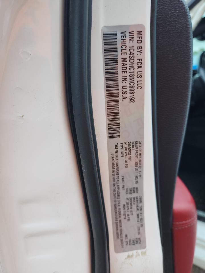 2021 Dodge Durango R/T VIN: 1C4SDHCT8MC608192 Lot: 81454325