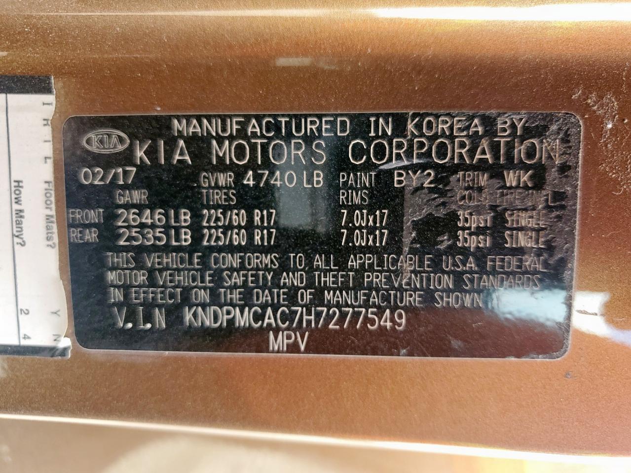 2017 Kia Sportage Lx VIN: KNDPMCAC7H7277549 Lot: 80127605