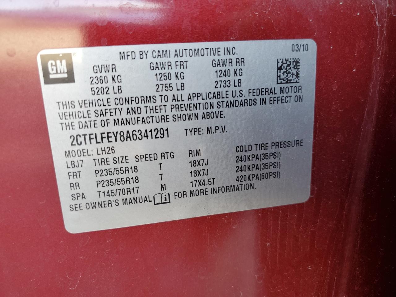 2010 GMC Terrain Slt VIN: 2CTFLFEY8A6341291 Lot: 84449365