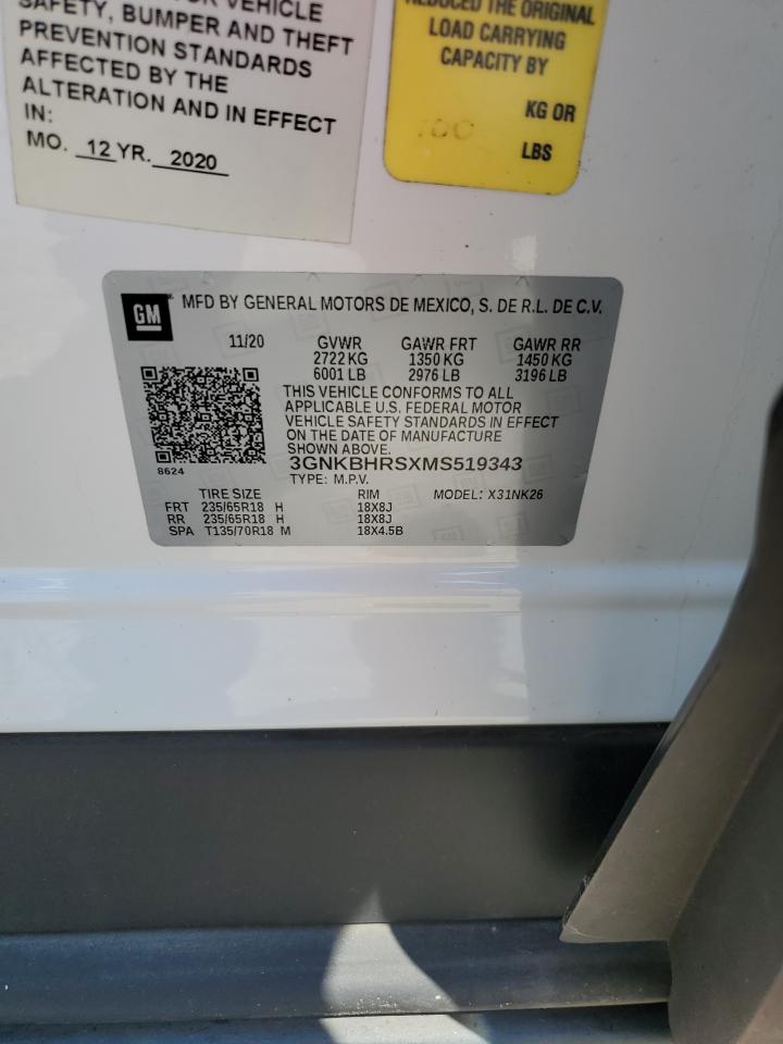 2021 Chevrolet Blazer 2Lt VIN: 3GNKBHRSXMS519343 Lot: 80821645