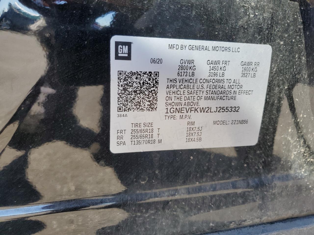 2020 Chevrolet Traverse Ls VIN: 1GNEVFKW2LJ255332 Lot: 81078045