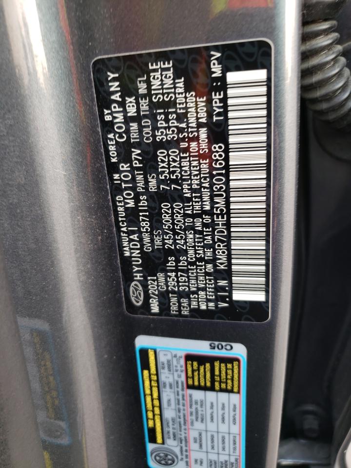 2021 Hyundai Palisade Calligraphy VIN: KM8R7DHE5MU301688 Lot: 70684975