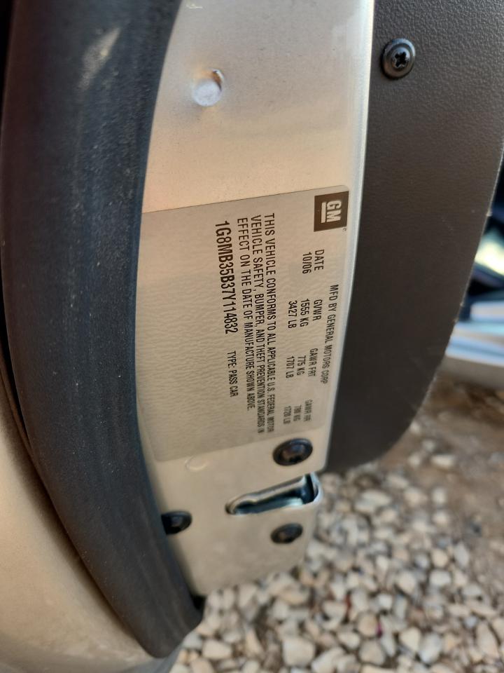 2007 Saturn Sky VIN: 1G8MB35B37Y114832 Lot: 80214105