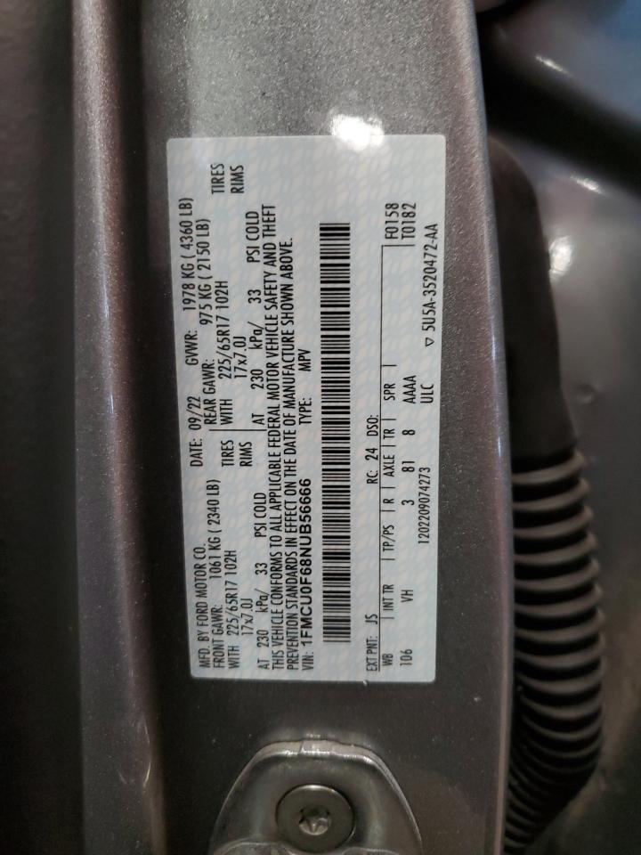 2022 Ford Escape S VIN: 1FMCU0F68NUB56666 Lot: 80752075