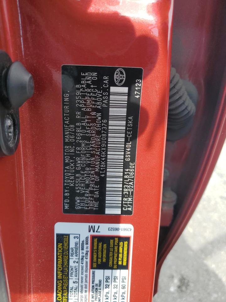 2009 Toyota Camry Se VIN: 4T1BK46KX9U087376 Lot: 81591305