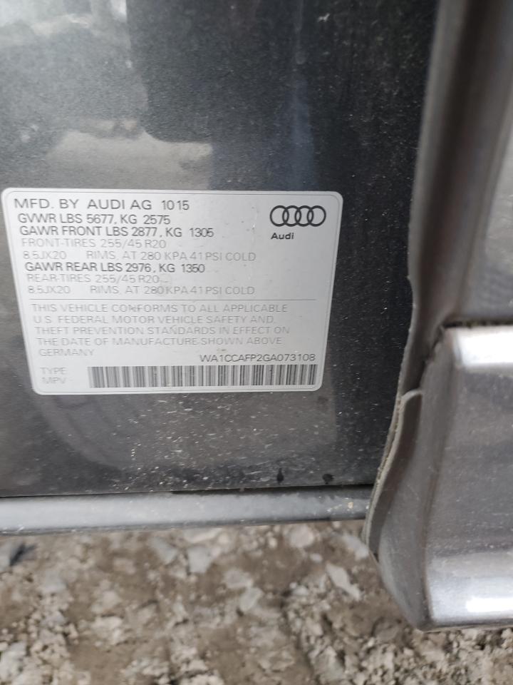 2016 Audi Sq5 Premium Plus VIN: WA1CCAFP2GA073108 Lot: 81778455