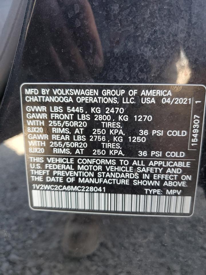 2021 Volkswagen Atlas Cross Sport Se VIN: 1V2WC2CA6MC228041 Lot: 81188975