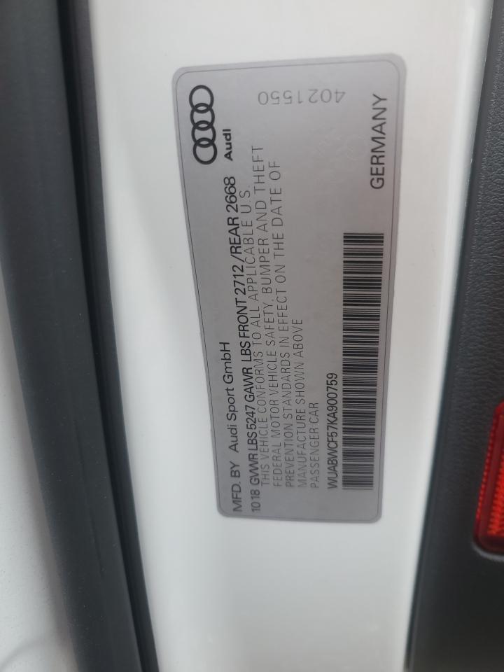 2019 Audi Rs5 VIN: WUABWCF57KA900759 Lot: 80226165