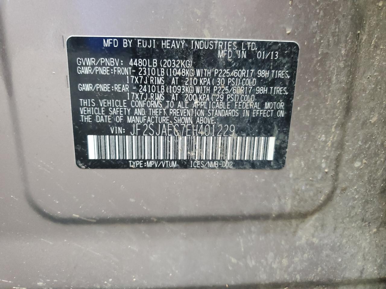 2014 Subaru Forester 2.5I Premium VIN: JF2SJAEC7EH401229 Lot: 82161355