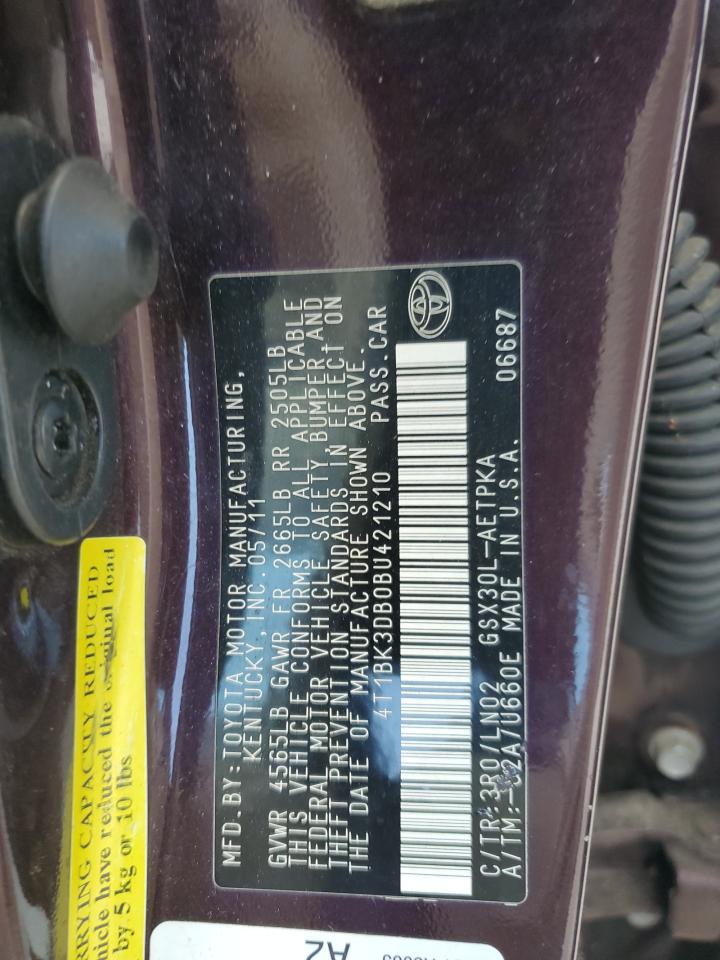 2011 Toyota Avalon Base VIN: 4T1BK3DB0BU421210 Lot: 84533105