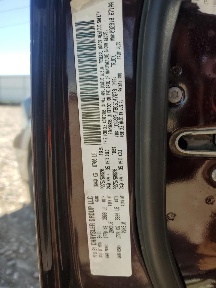 2012 Dodge Ram 1500 Laramie VIN: 1C6RD7JT8CS147678 Lot: 80637645