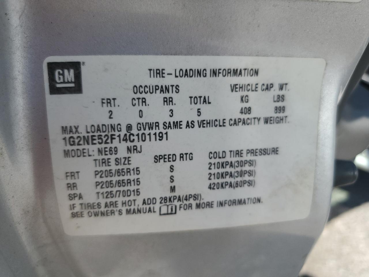 2004 Pontiac Grand Am Se VIN: 1G2NE52F14C101191 Lot: 70319835