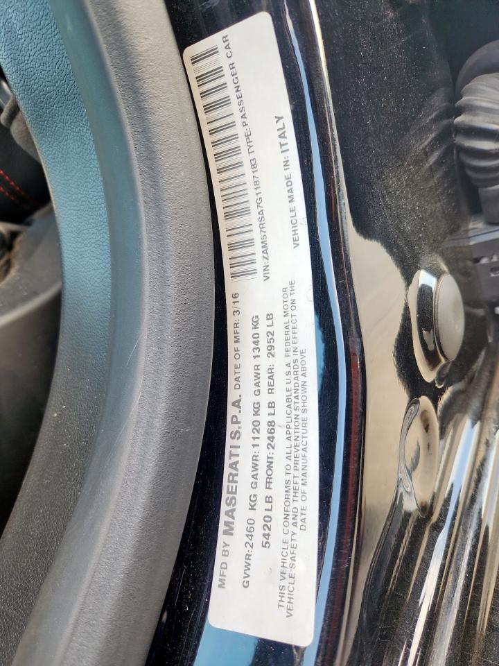 2016 Maserati Ghibli S VIN: ZAM57RSA7G1187183 Lot: 84178845