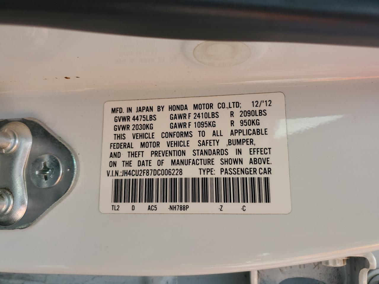 2013 Acura Tsx Se VIN: JH4CU2F87DC006228 Lot: 81763685