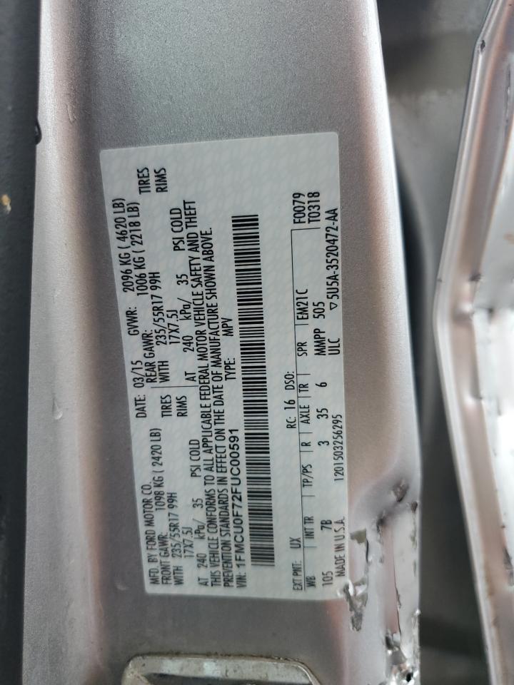 2015 Ford Escape S VIN: 1FMCU0F72FUC00591 Lot: 84239935