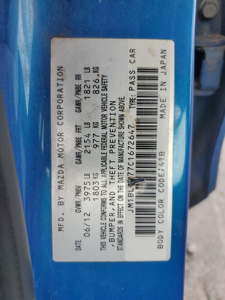 2012 Mazda 3 I VIN: JM1BL1V77C1672647 Lot: 83780645
