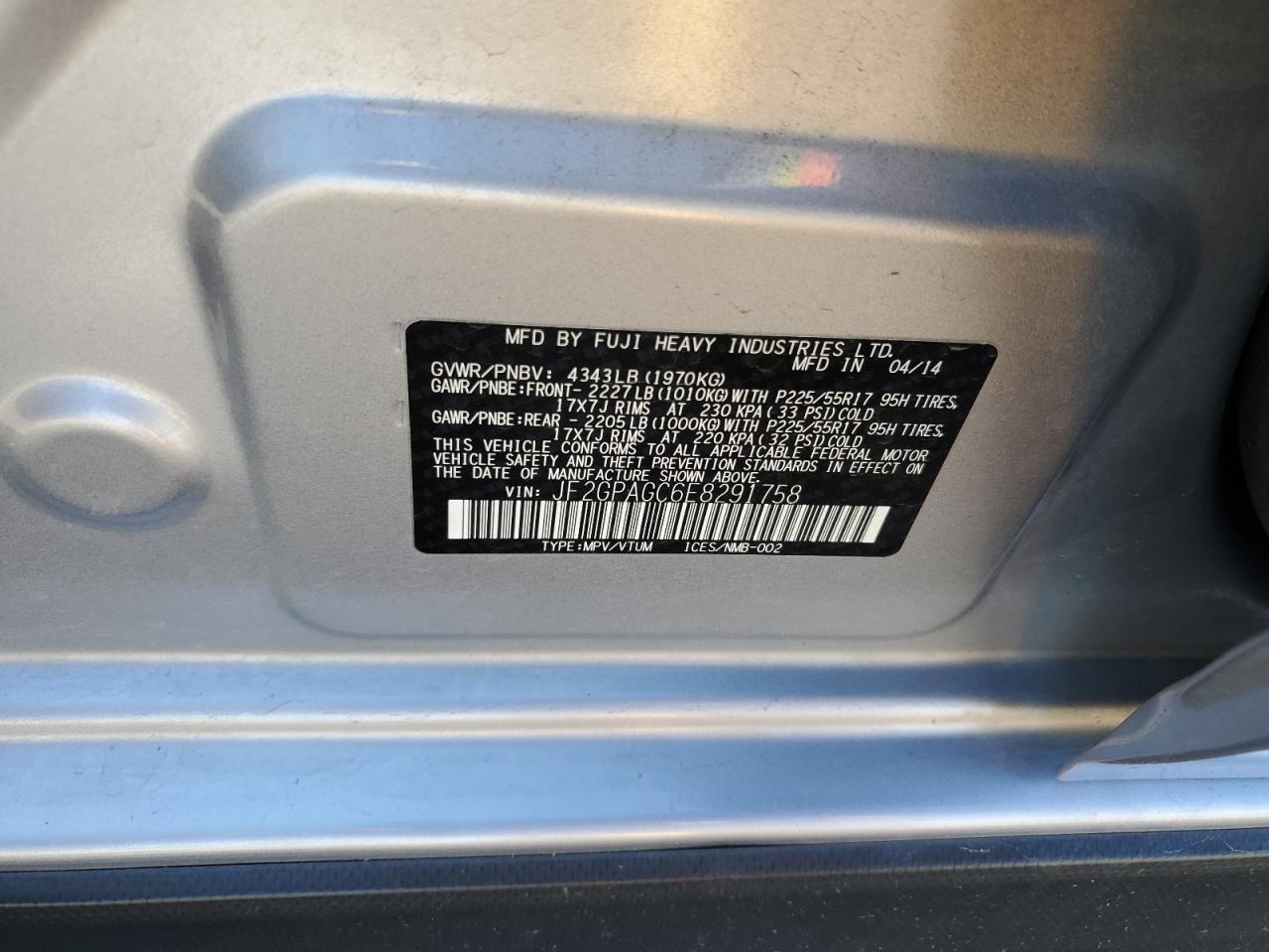 2014 Subaru Xv Crosstrek 2.0 Limited VIN: JF2GPAGC6E8291758 Lot: 81697135