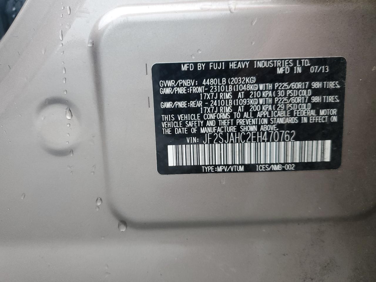 2014 Subaru Forester 2.5I Limited VIN: JF2SJAHC2EH470762 Lot: 84403725