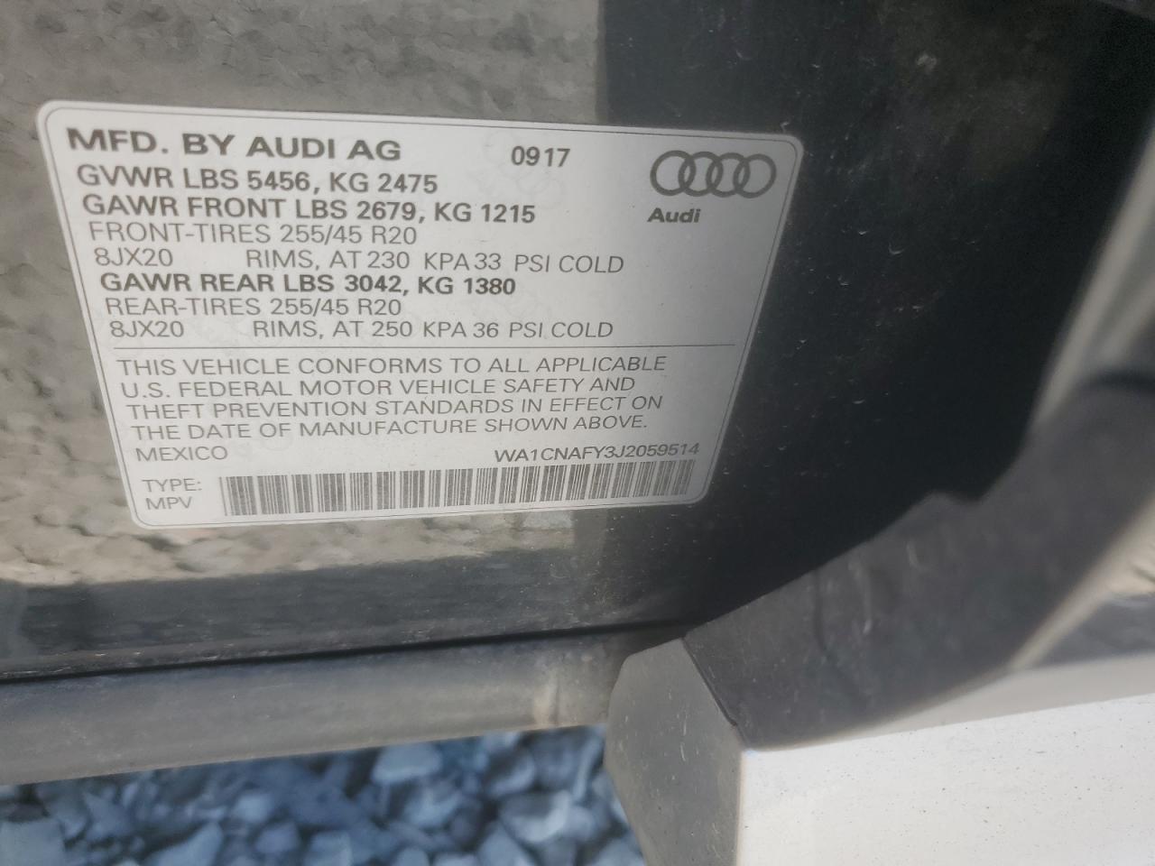 2018 Audi Q5 Prestige VIN: WA1CNAFY3J2059514 Lot: 81636615