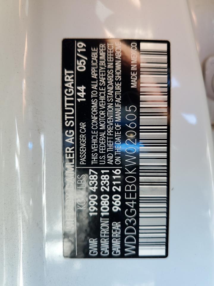 2019 Mercedes-Benz A 220 VIN: WDD3G4EB0KW020605 Lot: 81519675