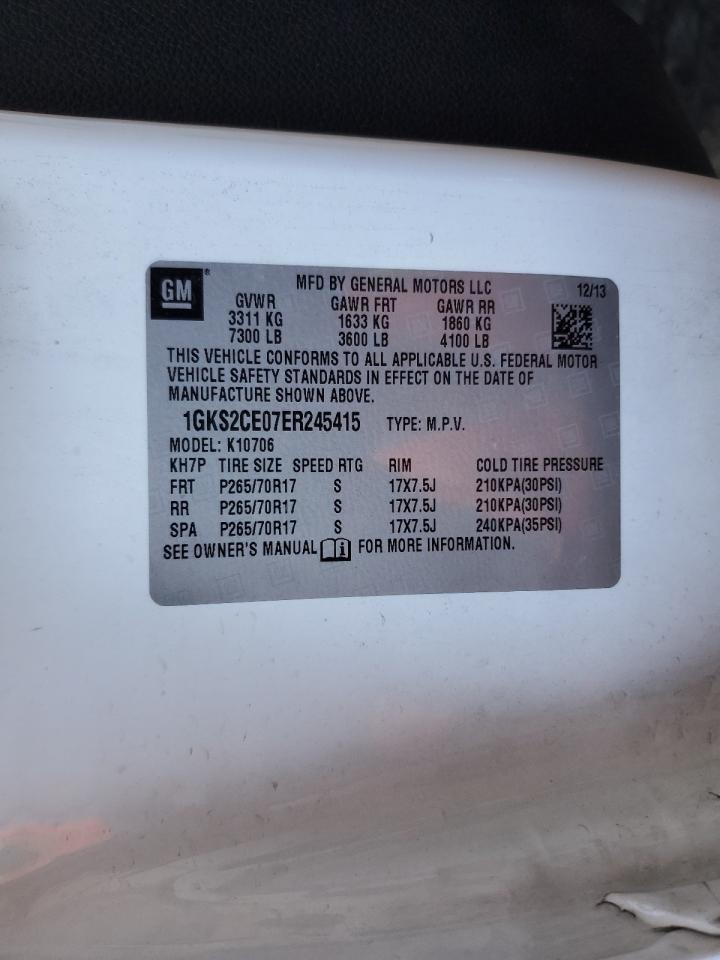 2014 GMC Yukon Slt VIN: 1GKS2CE07ER245415 Lot: 81853715