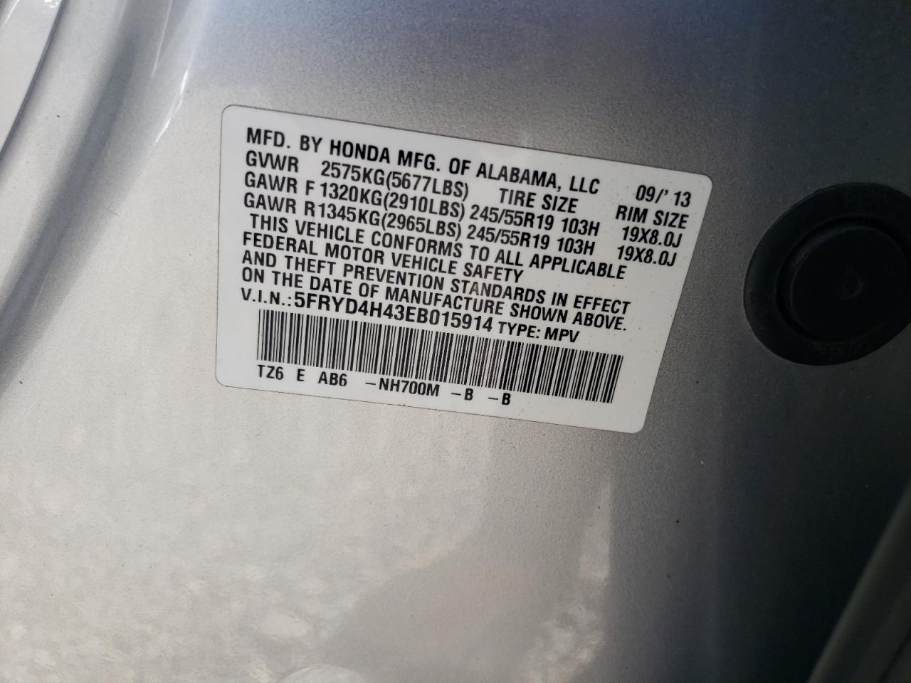 2014 Acura Mdx Technology VIN: 5FRYD4H43EB015914 Lot: 71820995