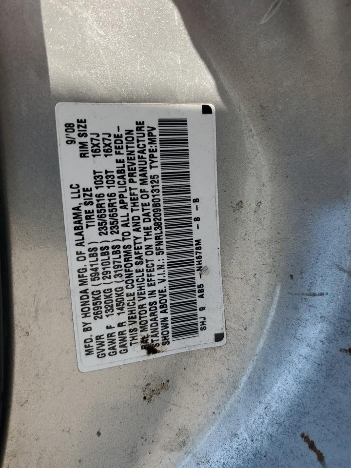 2009 Honda Odyssey Lx VIN: 5FNRL38209B013125 Lot: 81347675