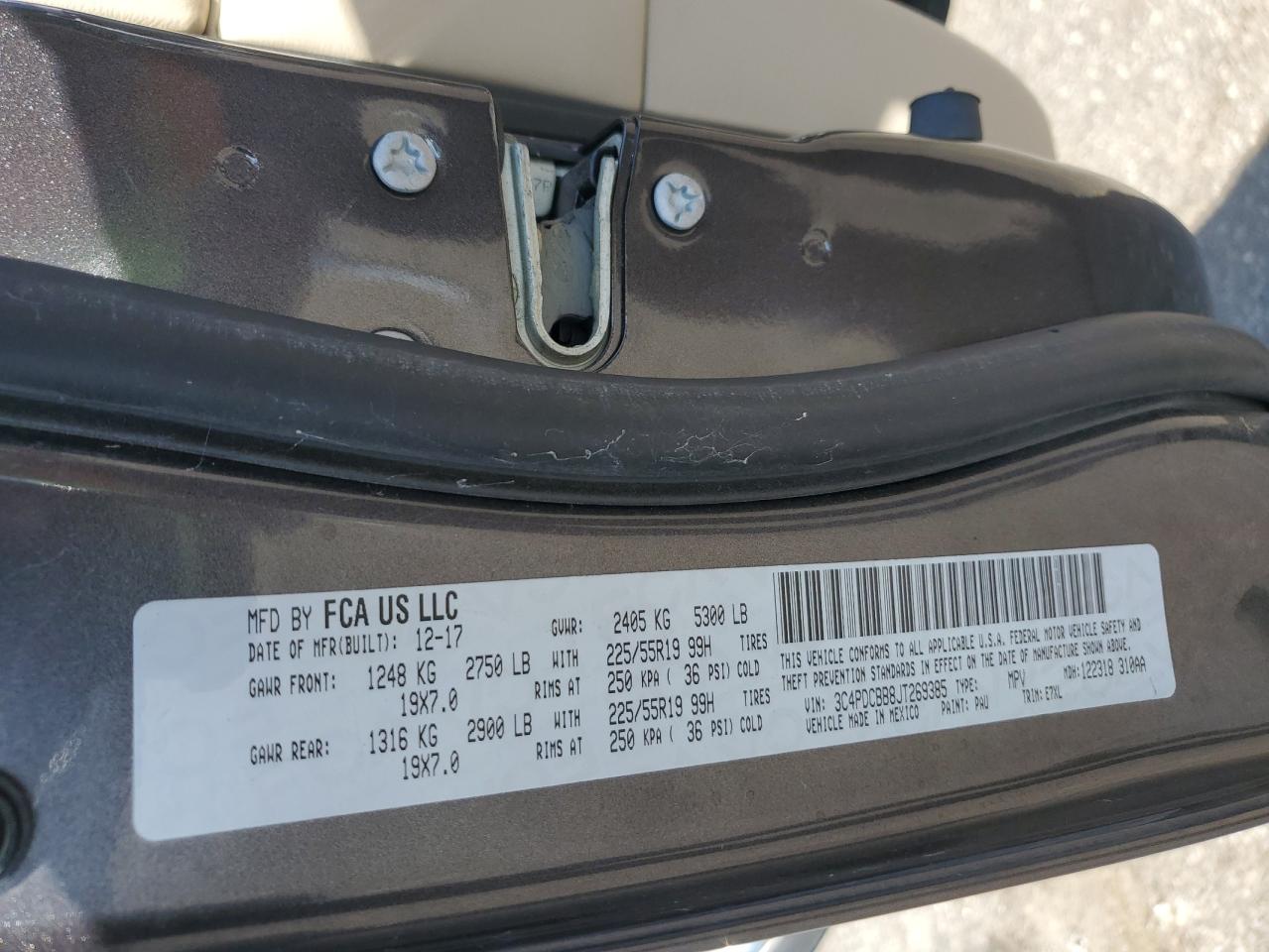 2018 Dodge Journey Sxt VIN: 3C4PDCBB8JT269385 Lot: 84618965