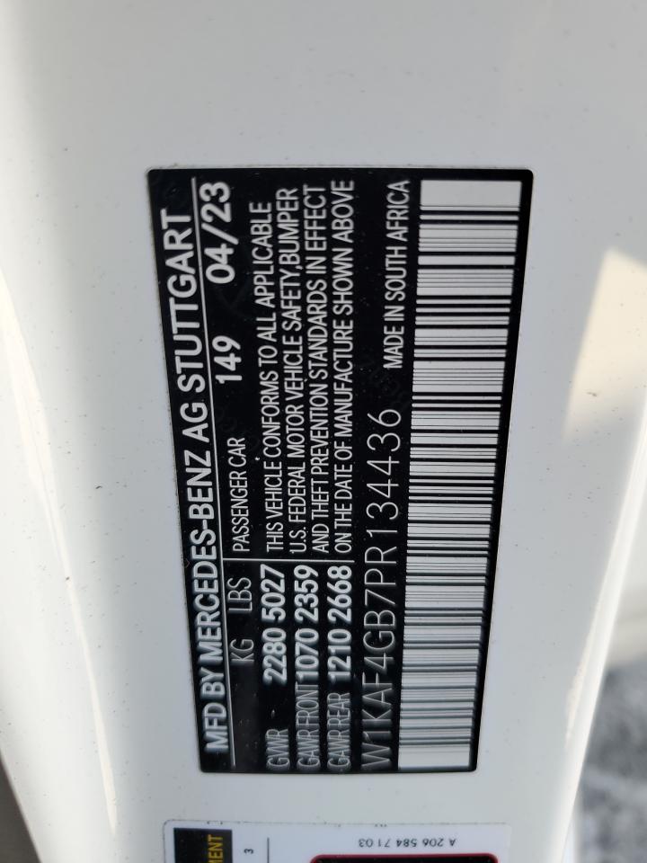 2023 Mercedes-Benz C 300 VIN: W1KAF4GB7PR134436 Lot: 80066205