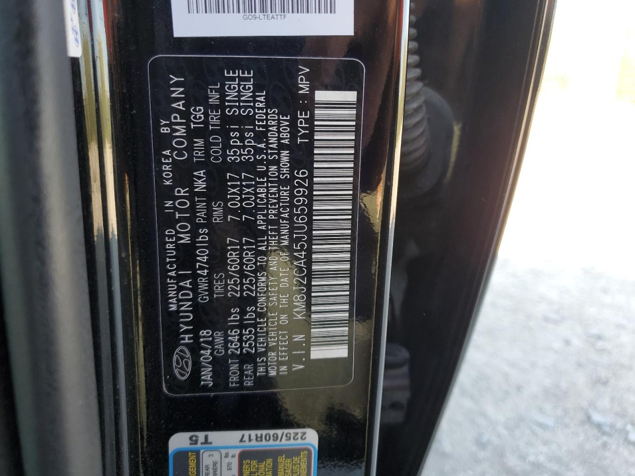 2018 Hyundai Tucson Se VIN: KM8J2CA45JU659926 Lot: 80313995