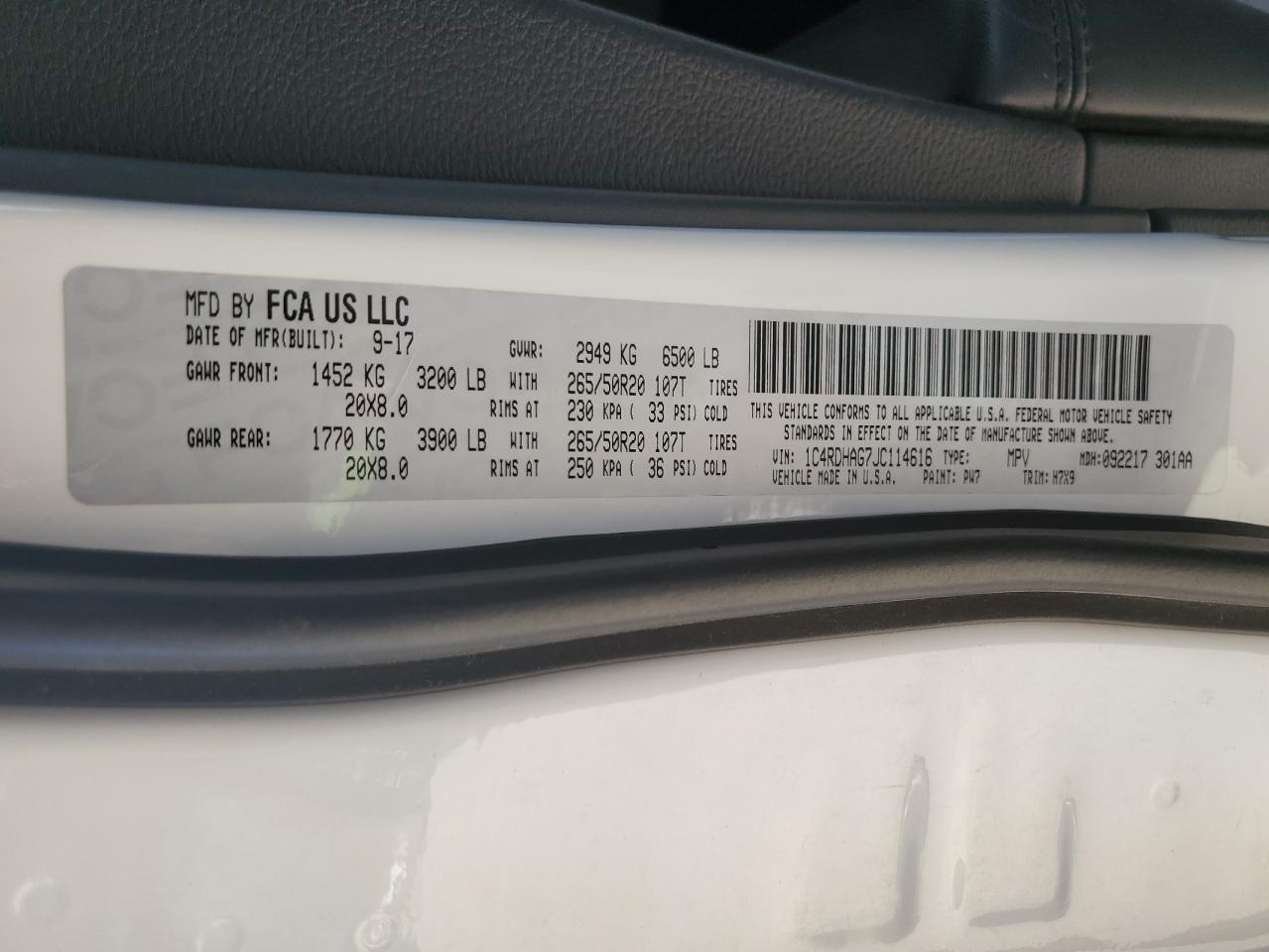 2018 Dodge Durango Sxt VIN: 1C4RDHAG7JC114616 Lot: 81473145