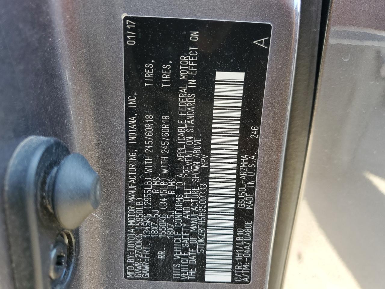 2017 Toyota Highlander Se VIN: 5TDKZRFH5HS509333 Lot: 84647795