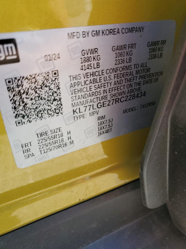 2024 Chevrolet Trax 1Rs VIN: KL77LGE27RC228434 Lot: 80444075