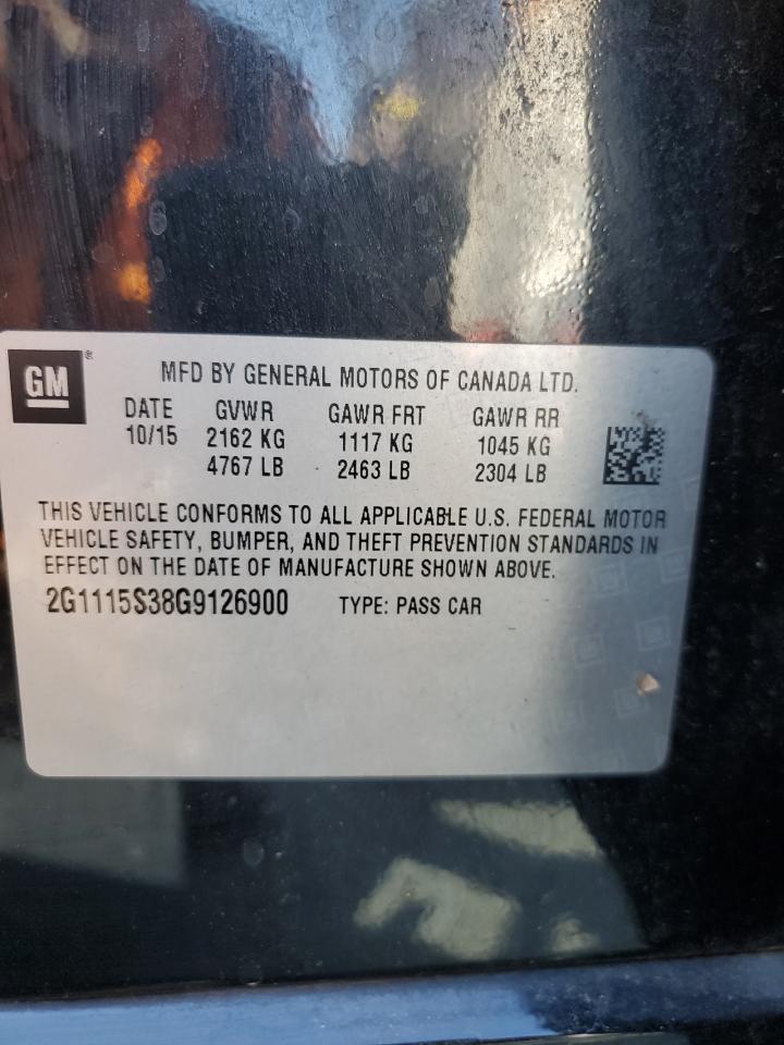 2016 Chevrolet Impala Lt VIN: 2G1115S38G9126900 Lot: 80404695