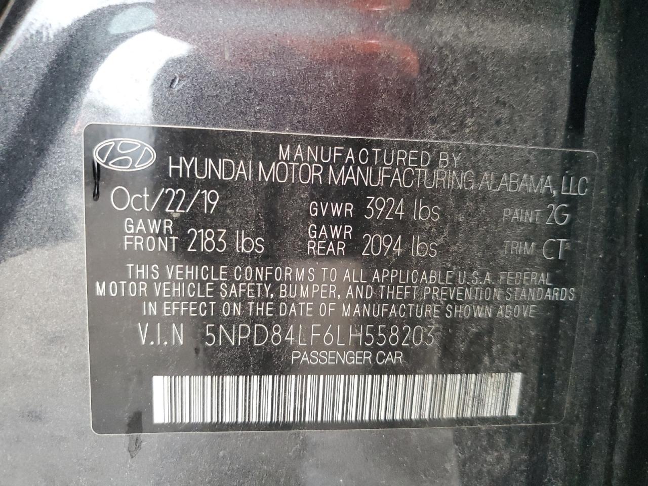 2020 Hyundai Elantra Sel VIN: 5NPD84LF6LH558203 Lot: 81264645