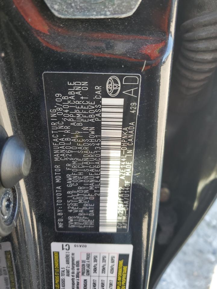 2010 Toyota Corolla Matrix S VIN: 2T1LE4EE6AC013451 Lot: 80456955
